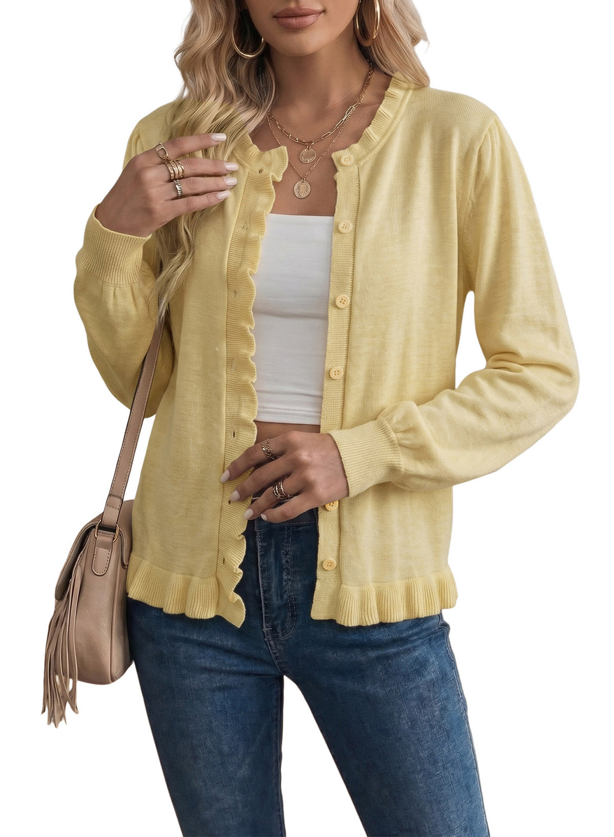 Solid color cardigan sweater
