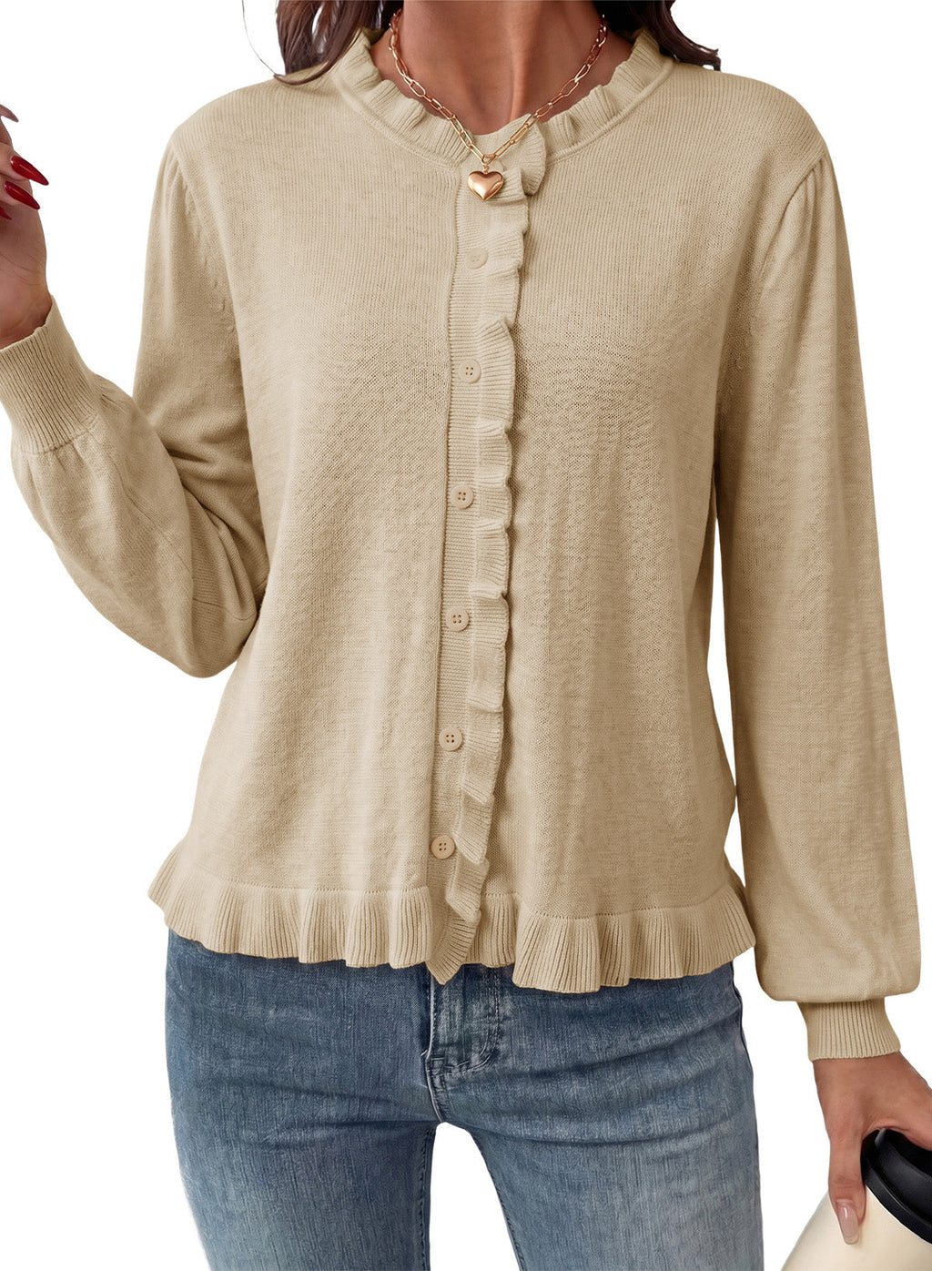 Solid color cardigan sweater