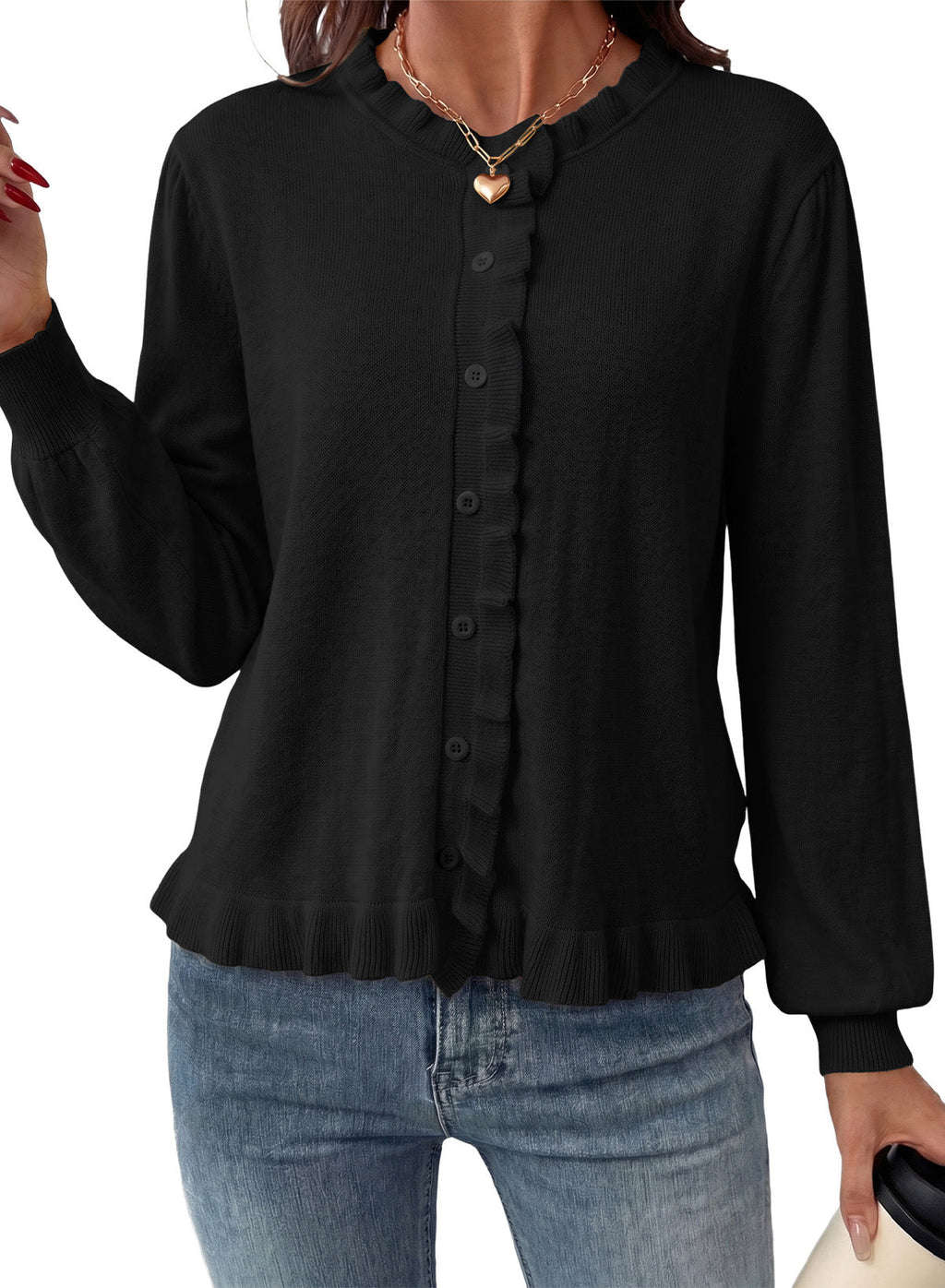 Solid color cardigan sweater