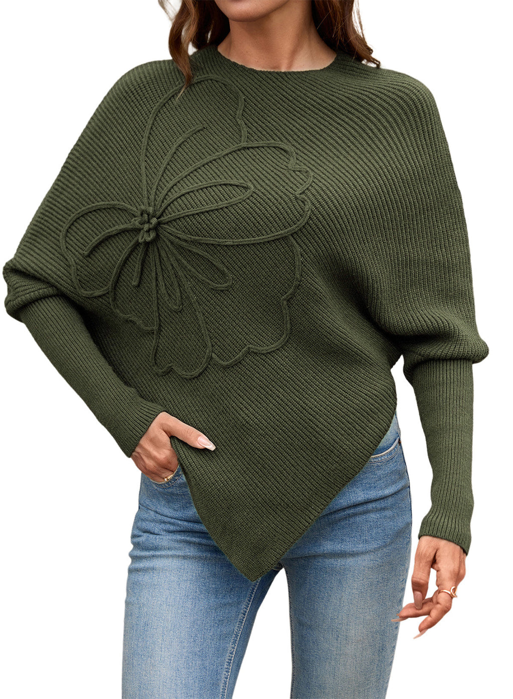 Women's Fall Sweaters Asymmetrical Poncho Knit Pullover Tops
