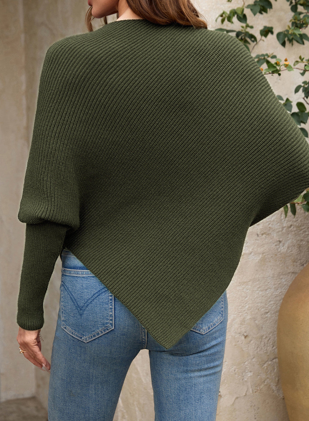 Women's Fall Sweaters Asymmetrical Poncho Knit Pullover Tops