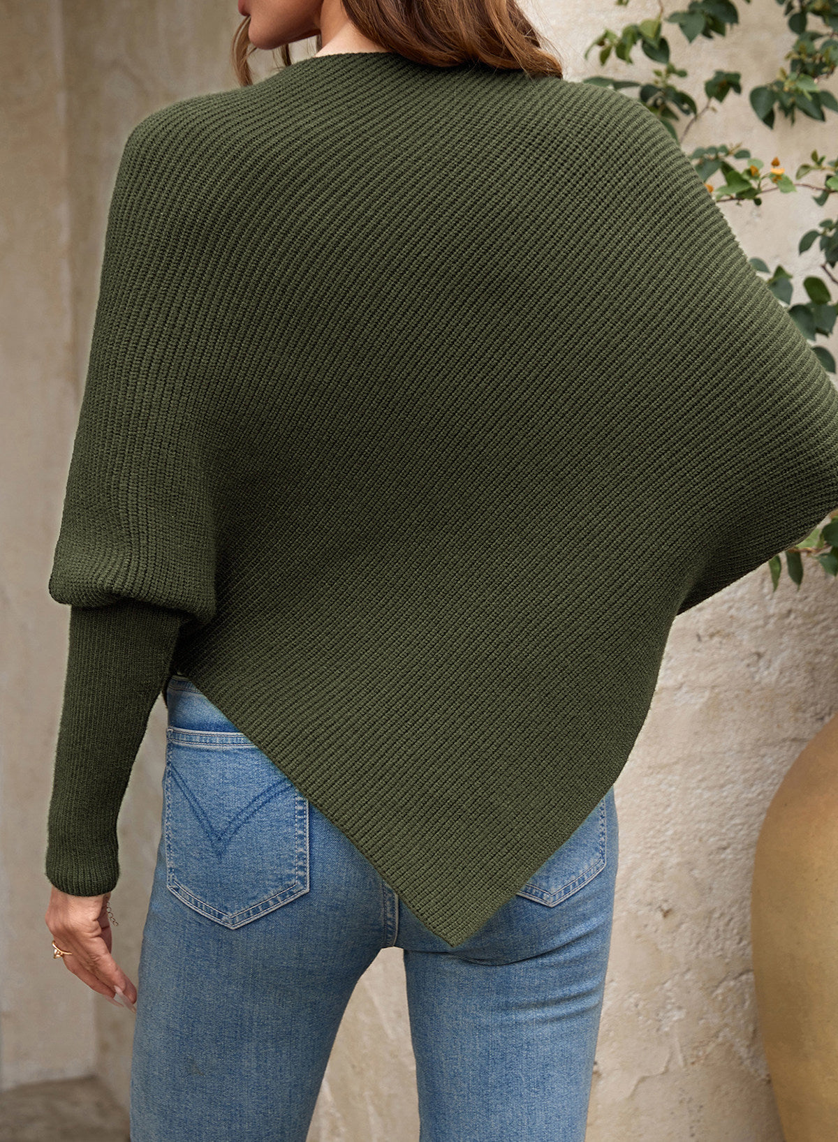 Women's Fall Sweaters Asymmetrical Poncho Knit Pullover Tops