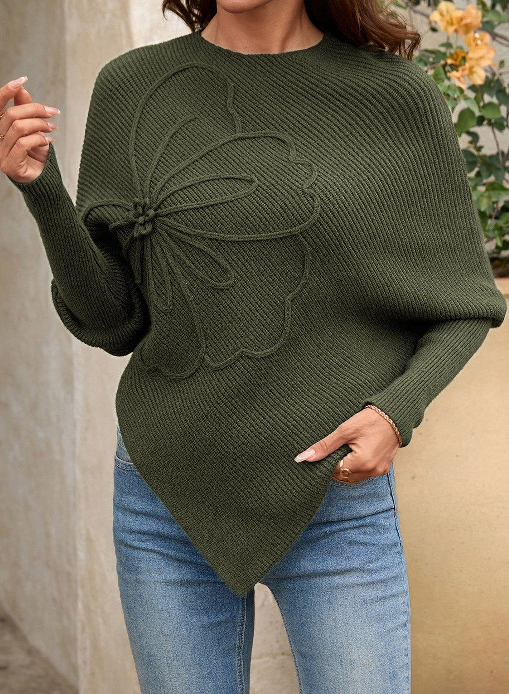 Women's Fall Sweaters Asymmetrical Poncho Knit Pullover Tops