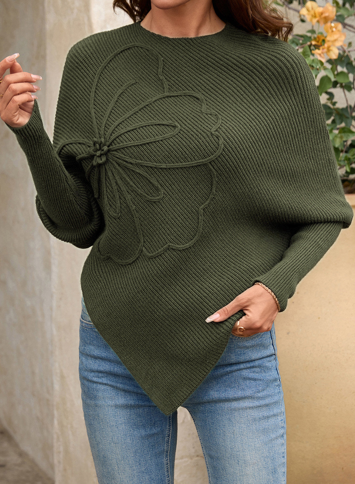 Women's Fall Sweaters Asymmetrical Poncho Knit Pullover Tops