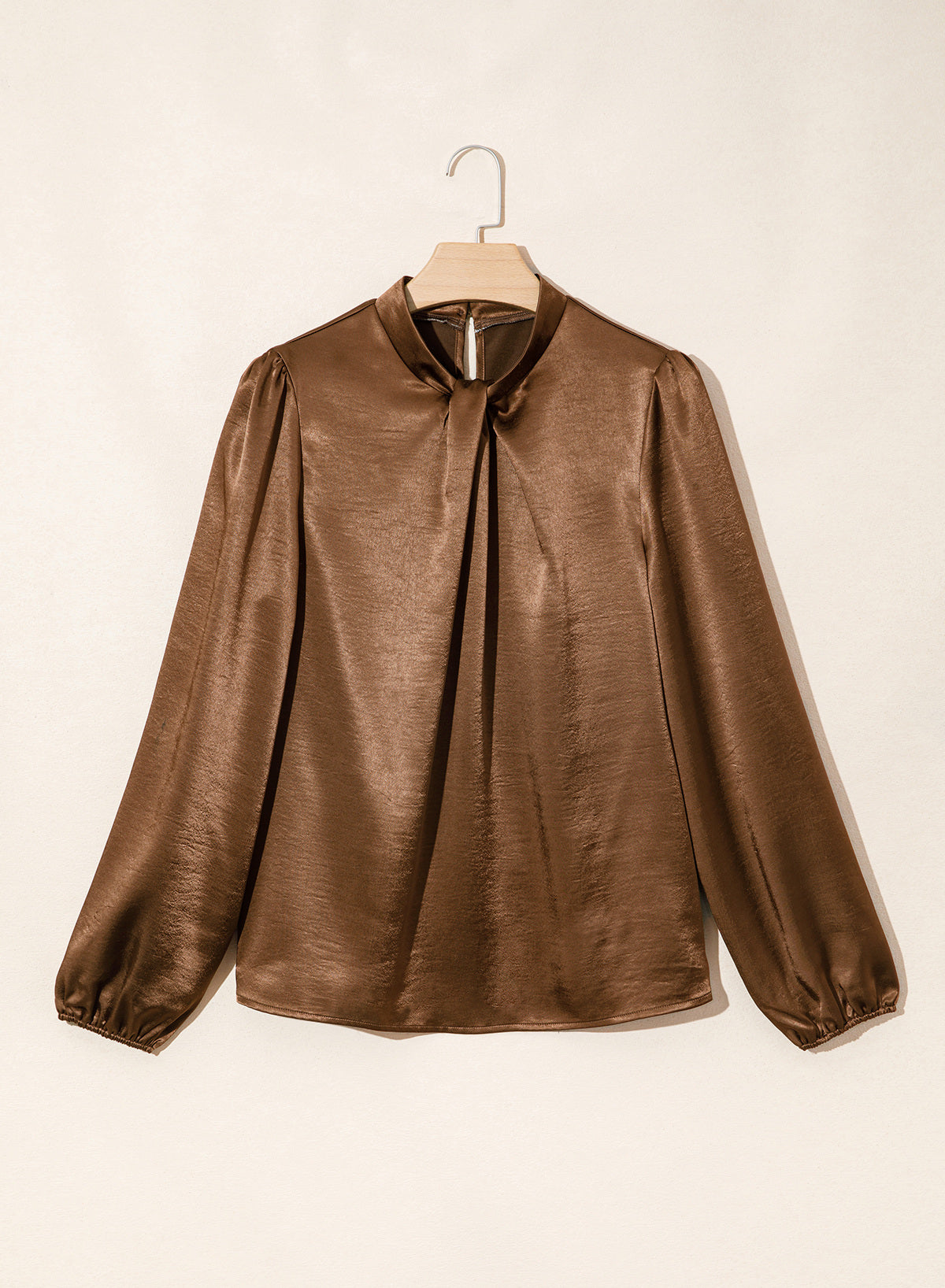 Women's Long Sleeve Satin Blouse,Mock Neck Work Silk Shirts,Dressy Tops for Business Casual Office