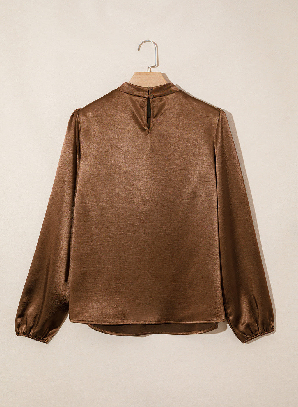 Women's Long Sleeve Satin Blouse,Mock Neck Work Silk Shirts,Dressy Tops for Business Casual Office