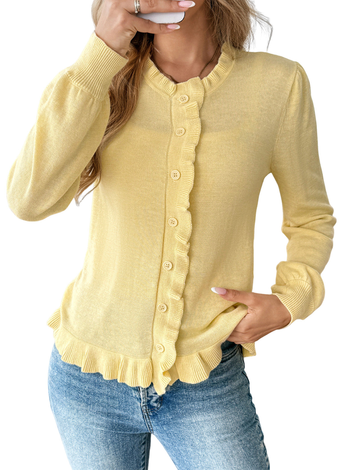 Solid color cardigan sweater