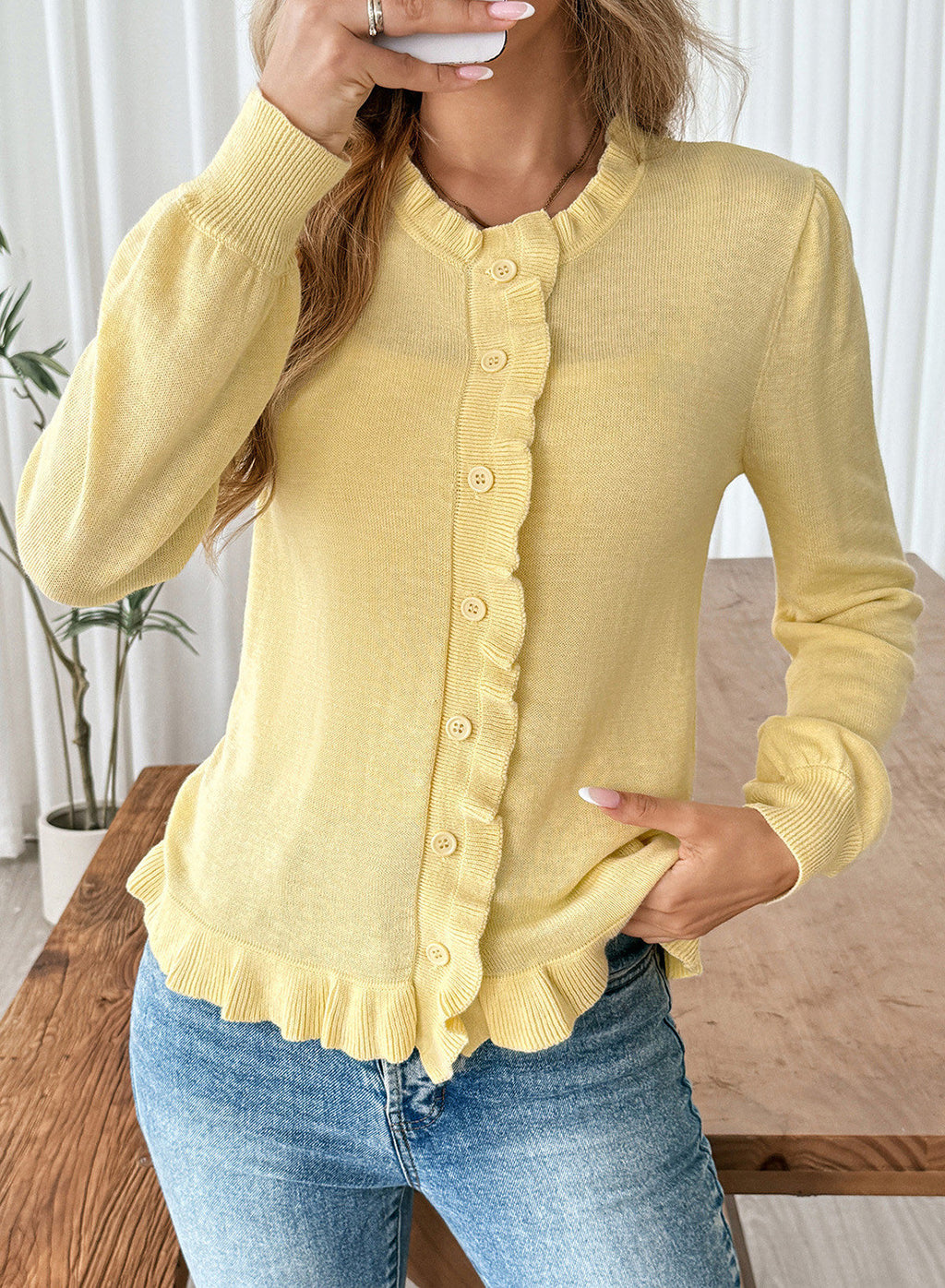 Solid color cardigan sweater