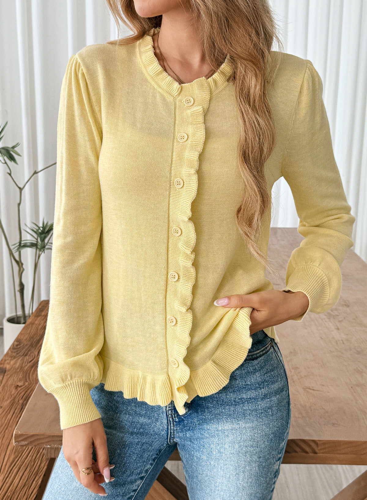Solid color cardigan sweater