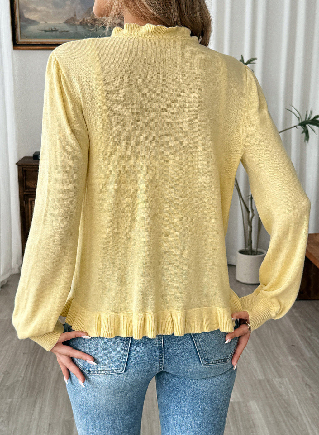 Solid color cardigan sweater
