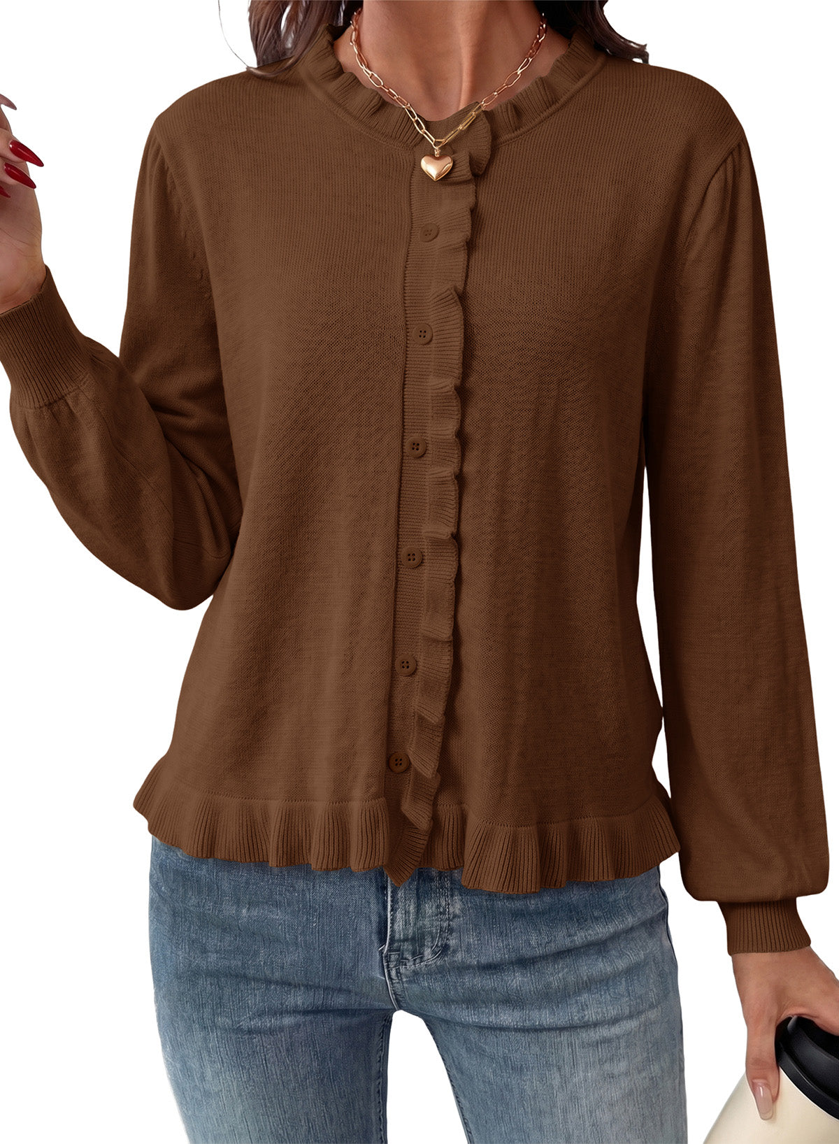 Solid color cardigan sweater