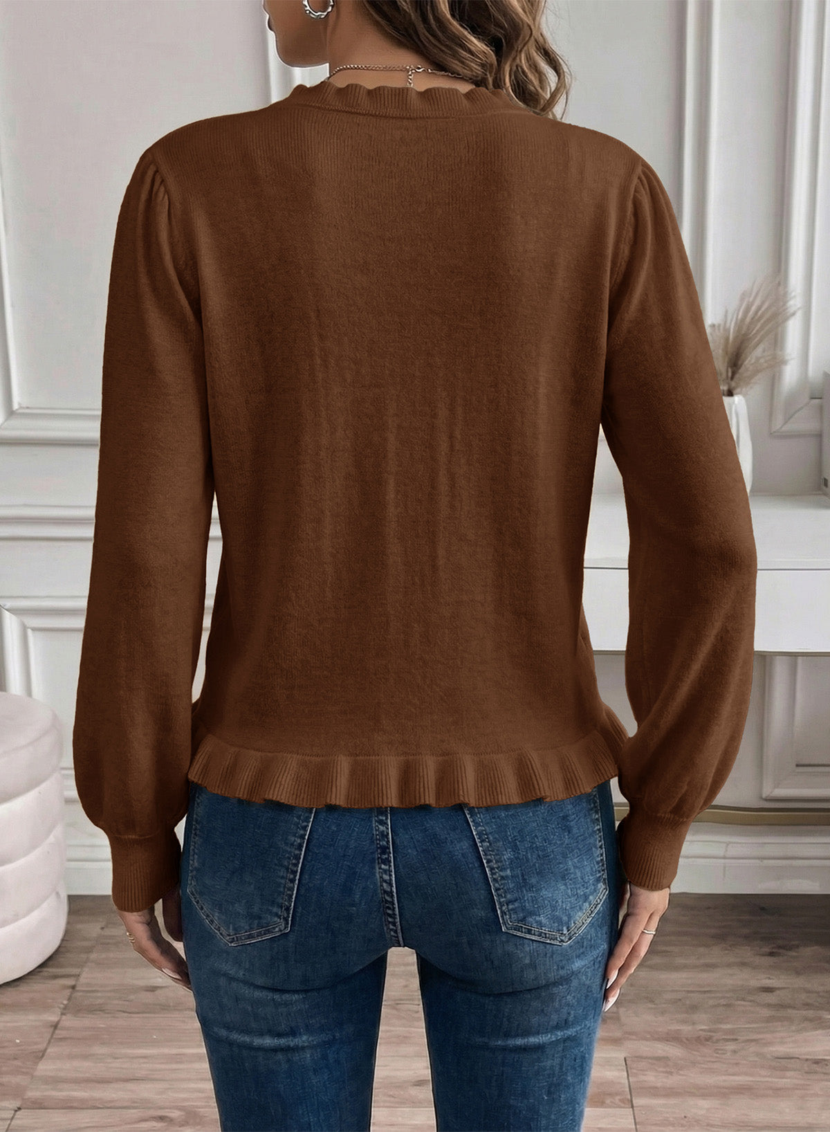 Solid color cardigan sweater