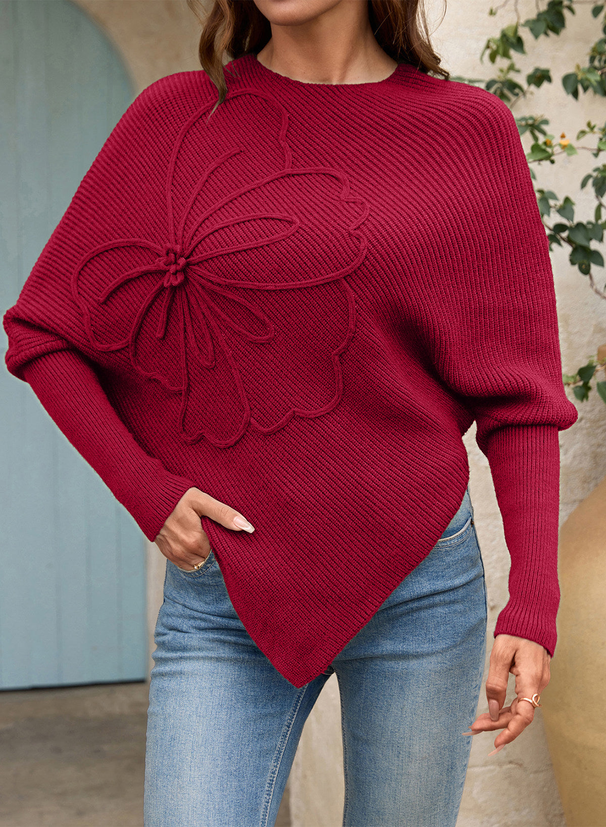 Women's Fall Sweaters Asymmetrical Poncho Knit Pullover Tops