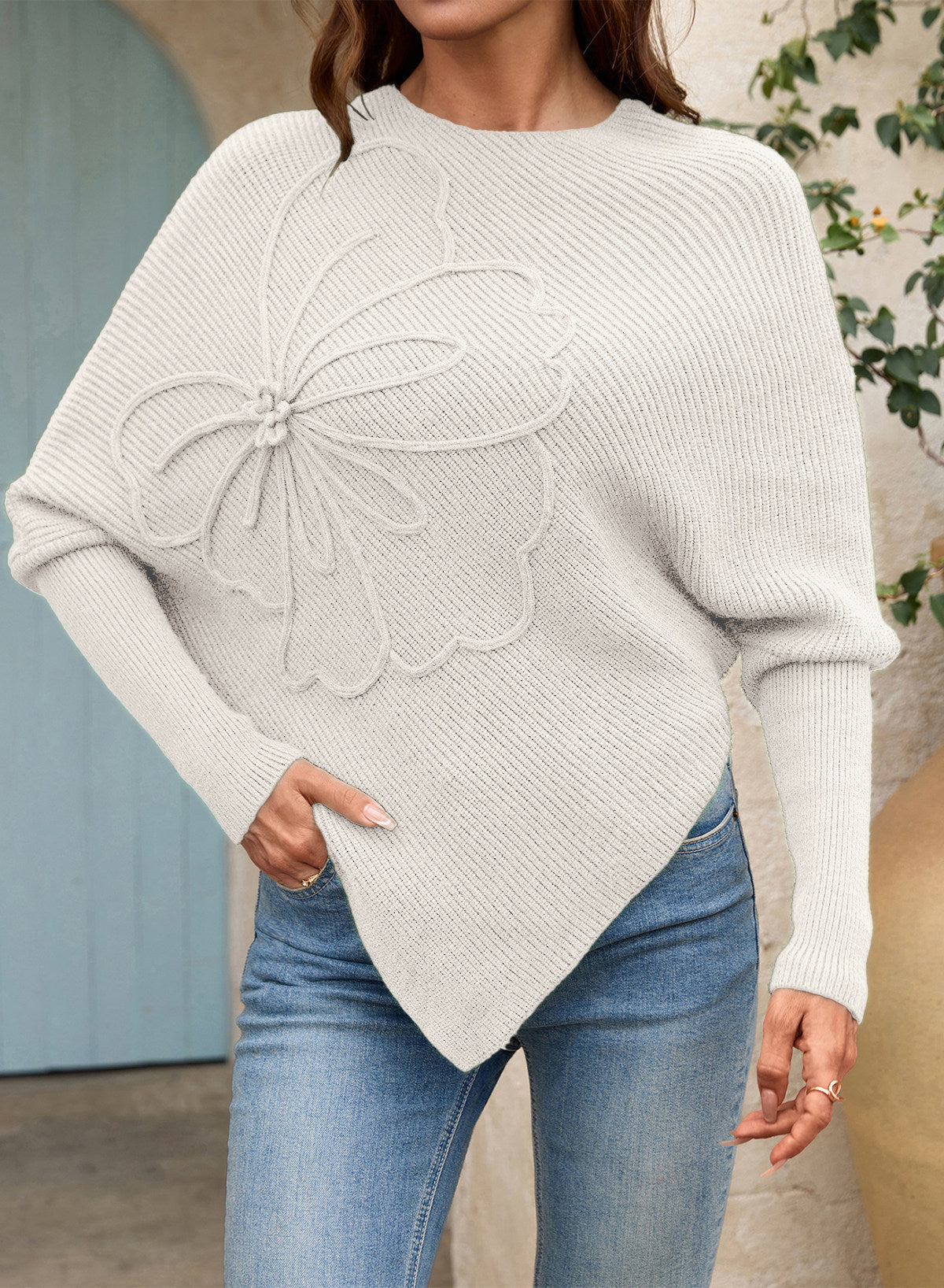 Women's Fall Sweaters Asymmetrical Poncho Knit Pullover Tops
