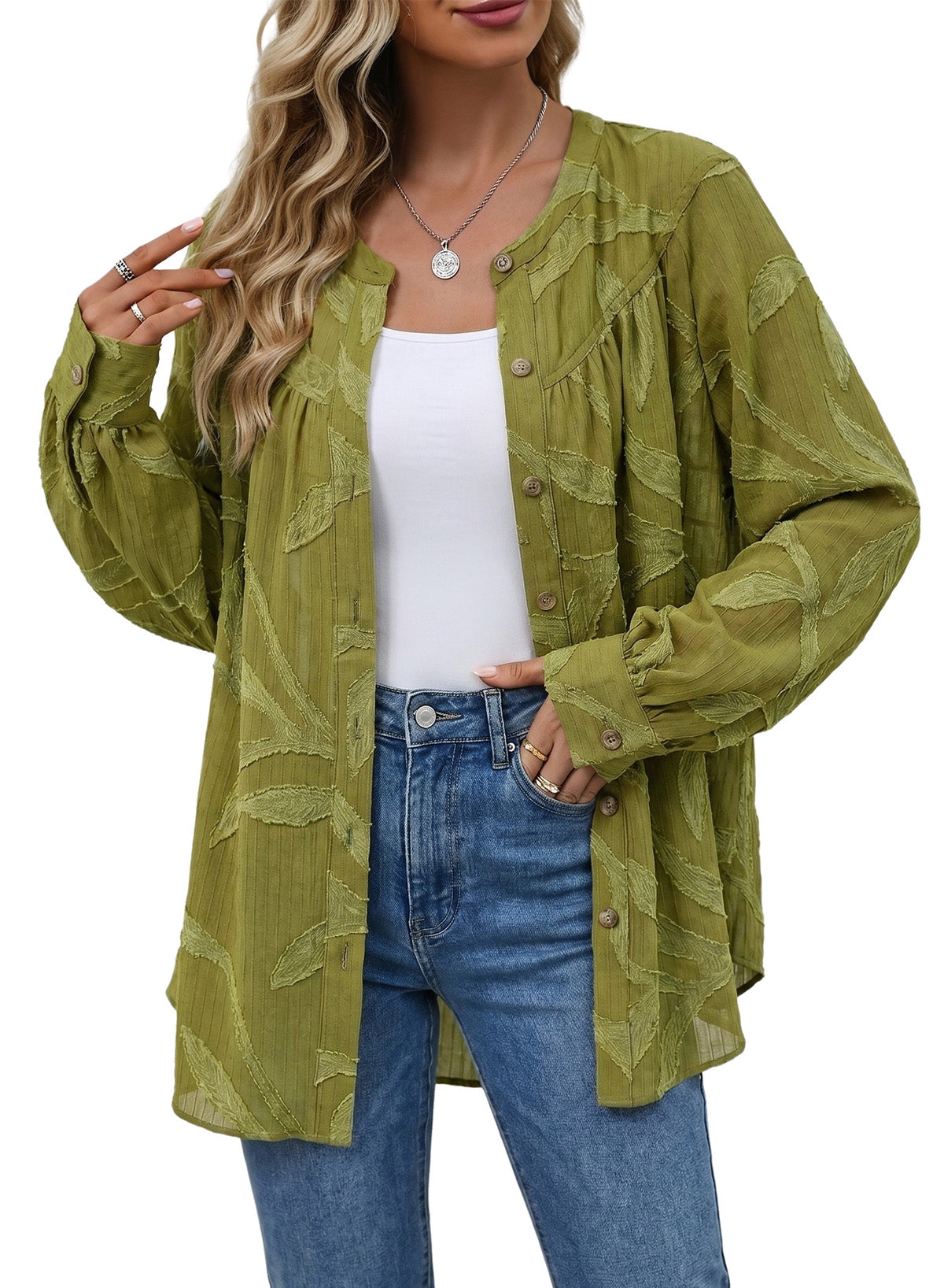 Womens Tops Casual Crewneck Boho Floral Button Down Shirts
