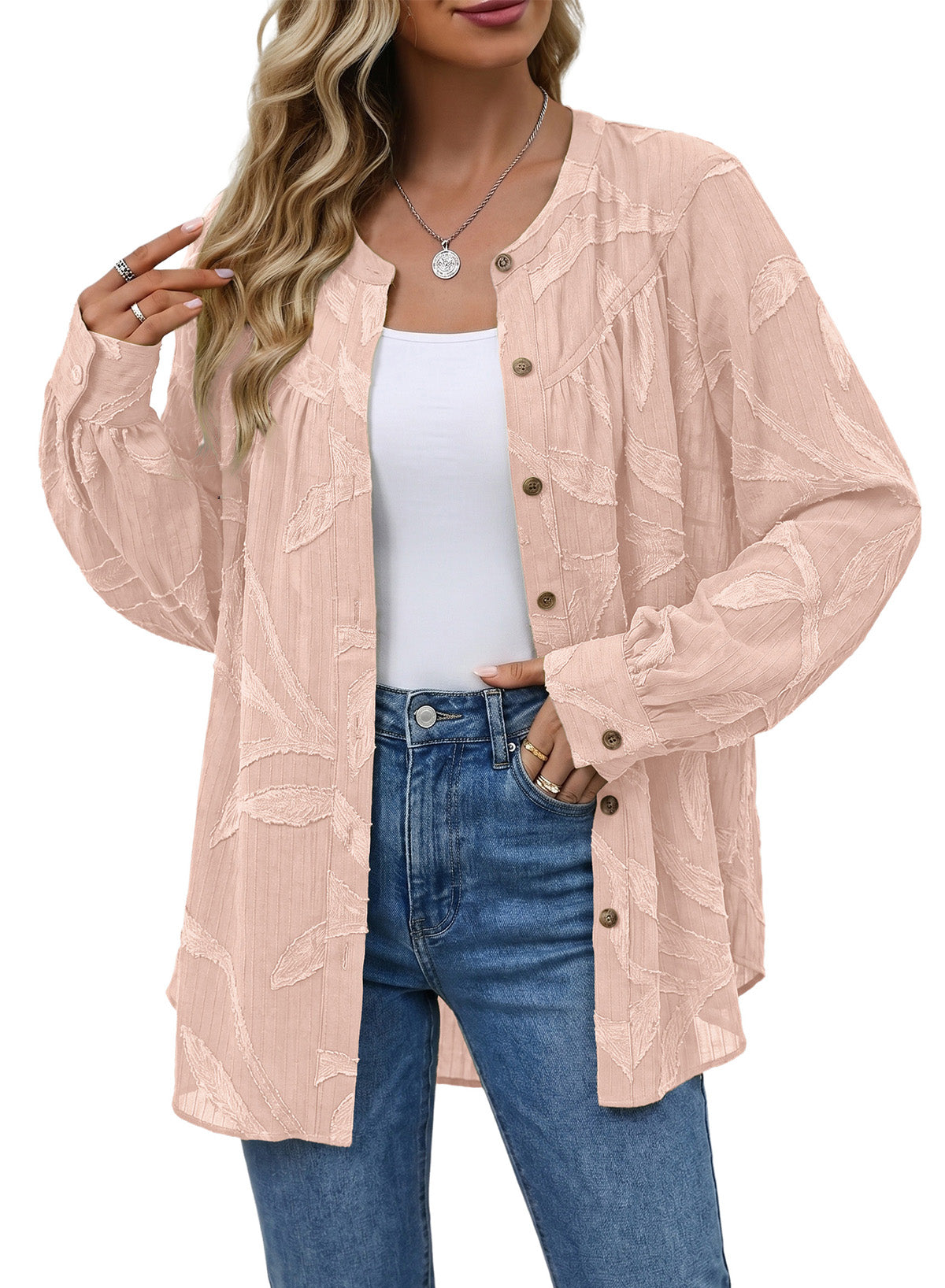 Womens Tops Casual Crewneck Boho Floral Button Down Shirts