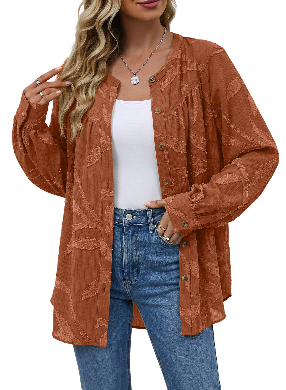 Womens Tops Casual Crewneck Boho Floral Button Down Shirts