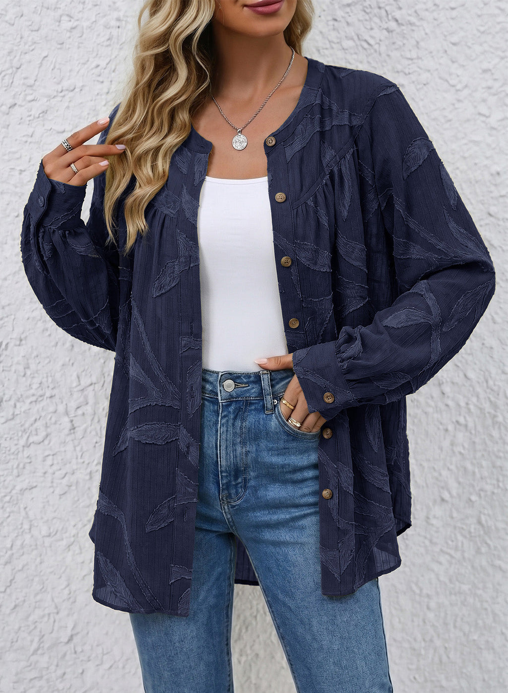 Womens Tops Casual Crewneck Boho Floral Button Down Shirts