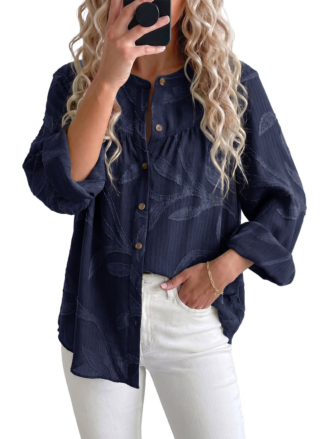 Womens Tops Casual Crewneck Boho Floral Button Down Shirts