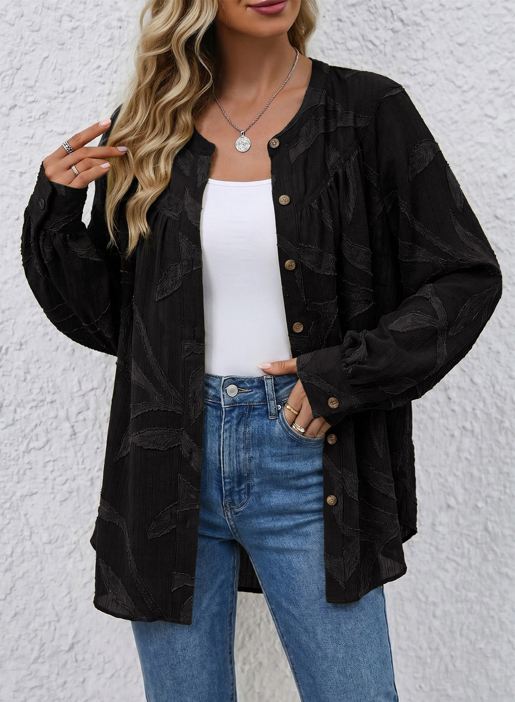 Womens Tops Casual Crewneck Boho Floral Button Down Shirts