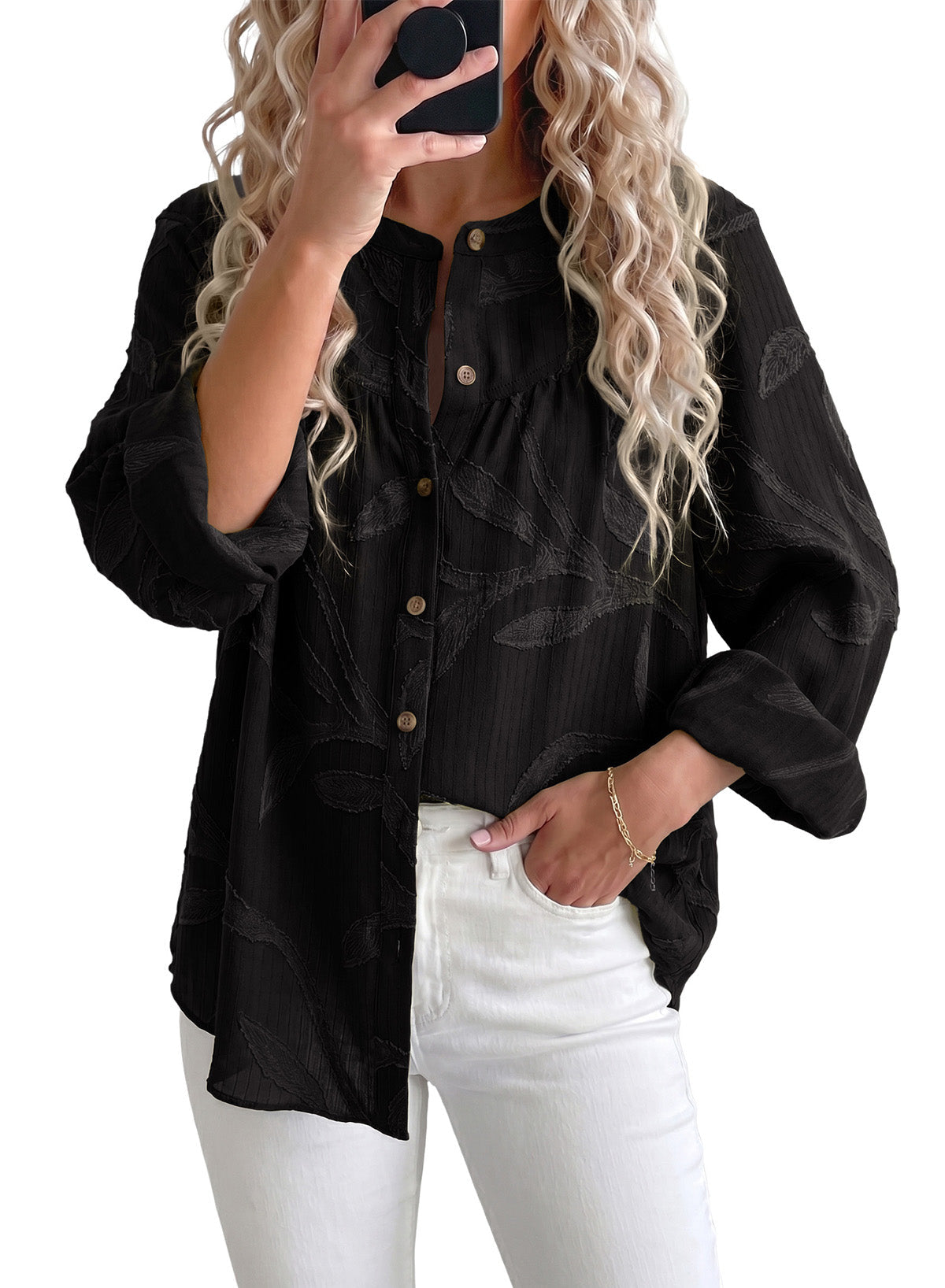 Womens Tops Casual Crewneck Boho Floral Button Down Shirts