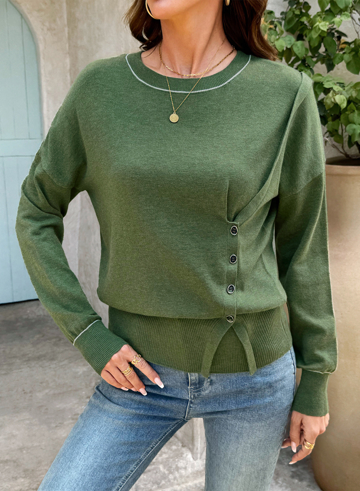 Sweaters for Women Casual Long Sleeve Asymmetrical Sweaters