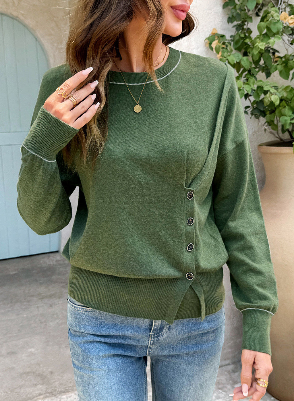 Sweaters for Women Casual Long Sleeve Asymmetrical Sweaters