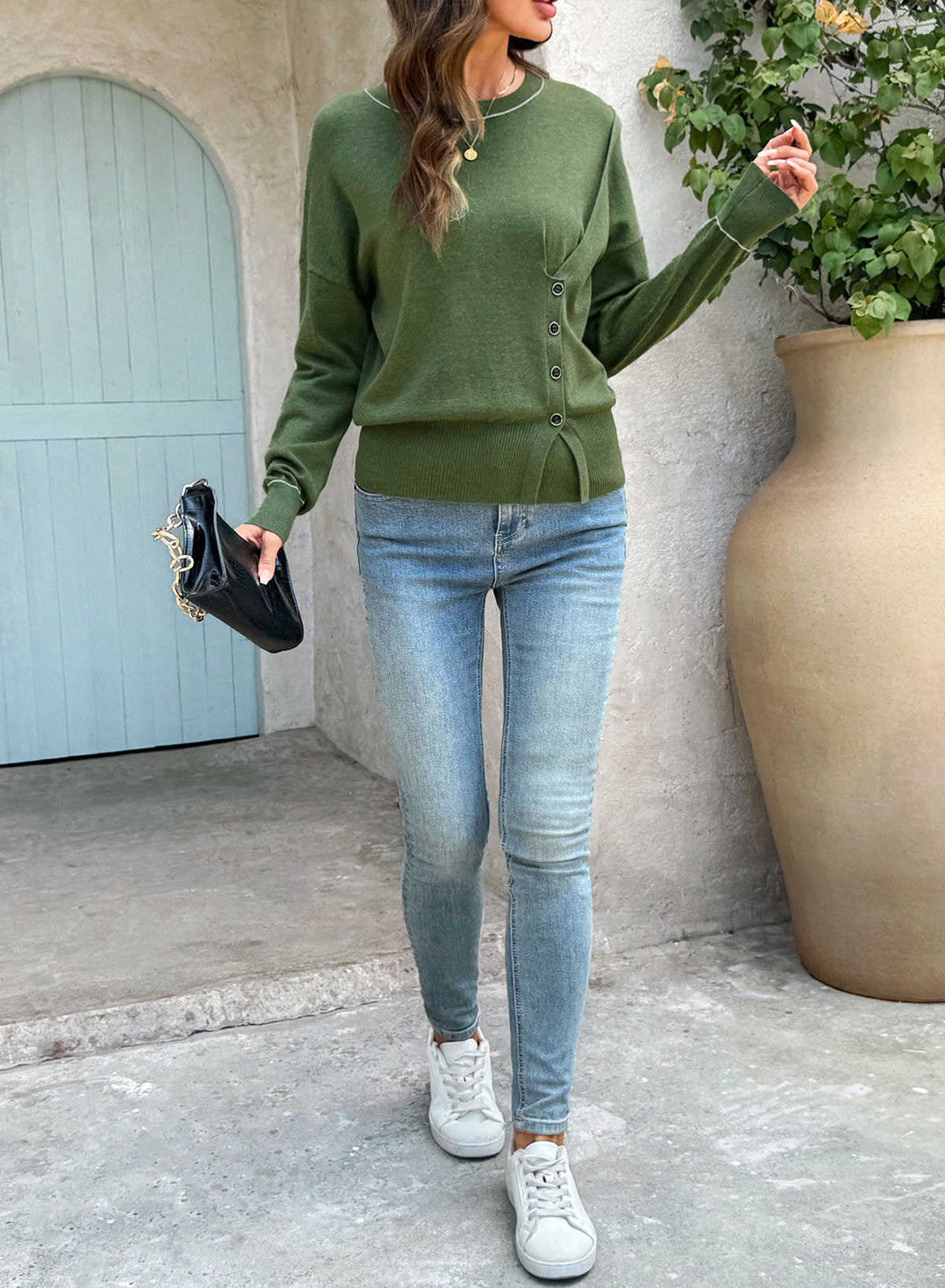 Sweaters for Women Casual Long Sleeve Asymmetrical Sweaters