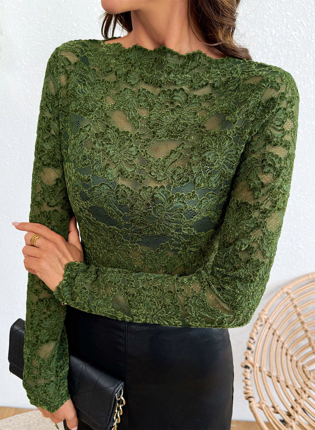 Dokotoo Lace Long Sleeve Tops for Women Sheer Mesh Fall Y2K Blouse 2026