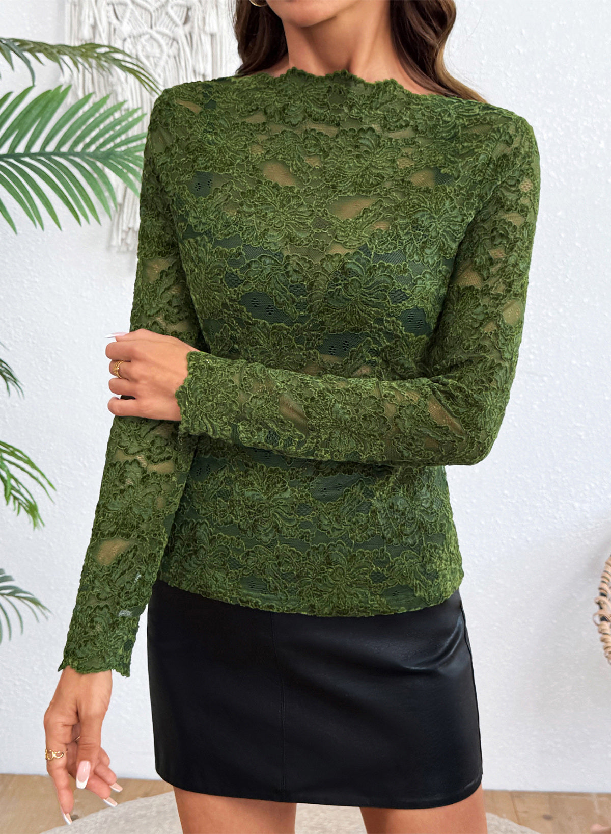 Dokotoo Lace Long Sleeve Tops for Women Sheer Mesh Fall Y2K Blouse 2026