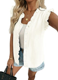 Dokotoo Denim Vest Women Sleeveless Tops Button Up Peplum V Neck Jean Vest
