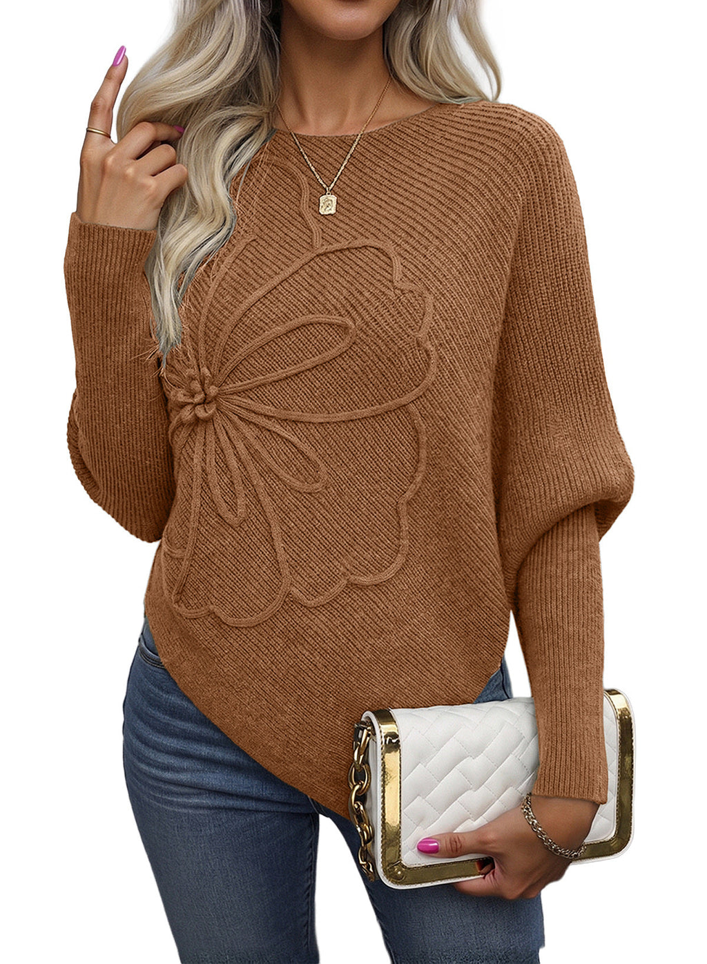 Women's Fall Sweaters Asymmetrical Poncho Knit Pullover Tops