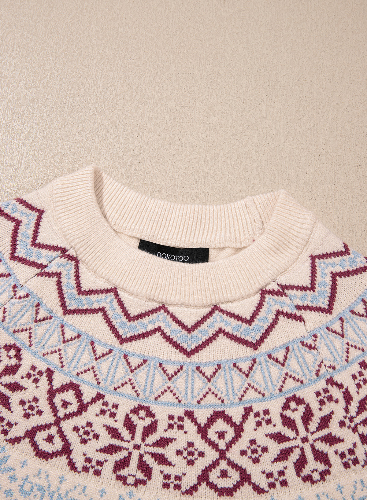 Festive Geometric Print Round Neck Shift Sweater