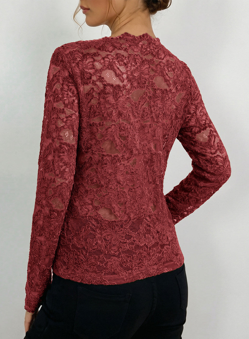 Dokotoo Lace Long Sleeve Tops for Women Sheer Mesh Fall Y2K Blouse 2026
