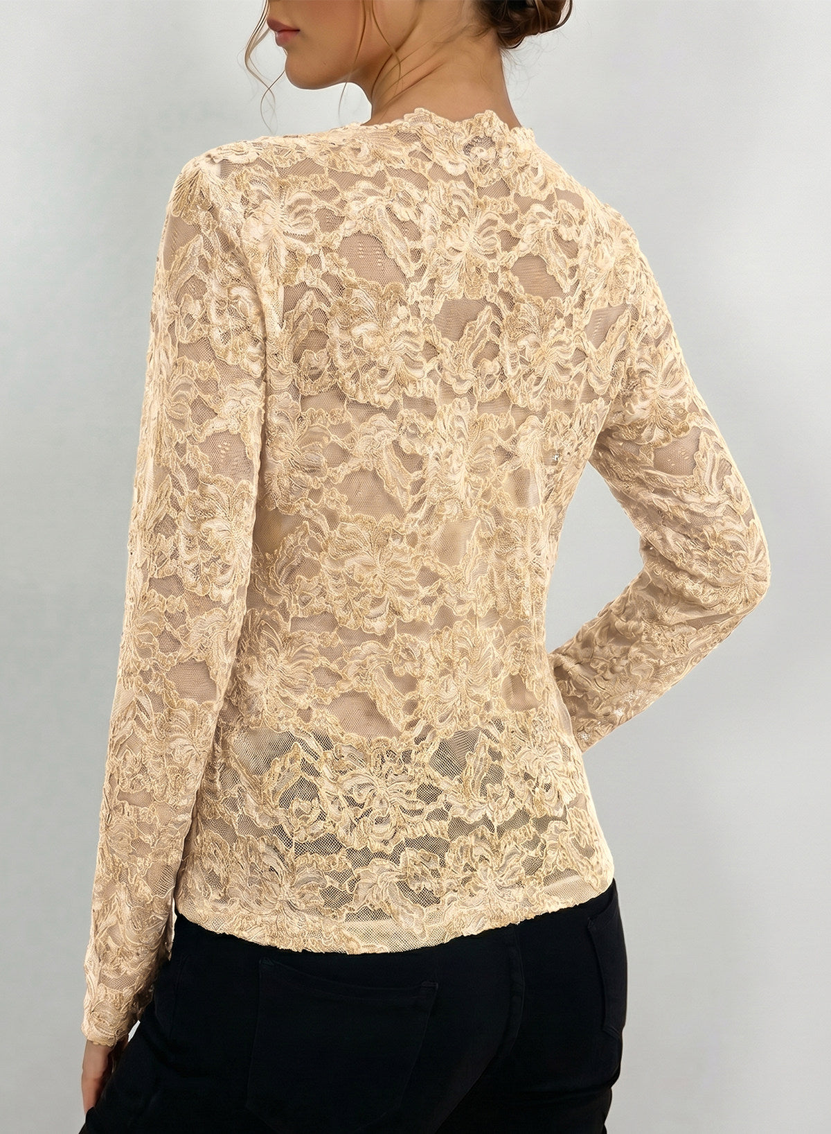 Dokotoo Lace Long Sleeve Tops for Women Sheer Mesh Fall Y2K Blouse 2026