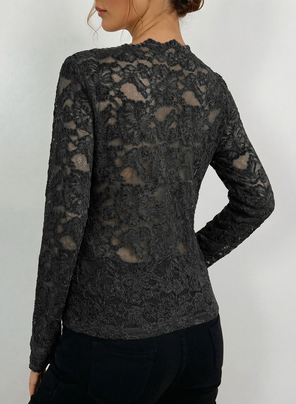 Dokotoo Lace Long Sleeve Tops for Women Sheer Mesh Fall Y2K Blouse 2026