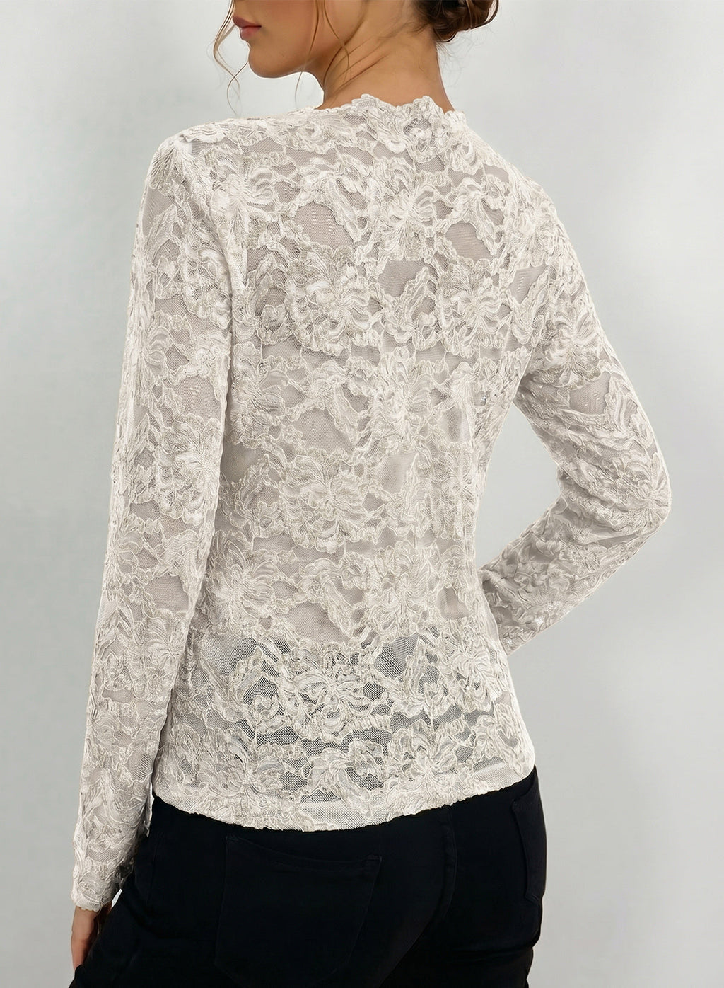 Dokotoo Lace Long Sleeve Tops for Women Sheer Mesh Fall Y2K Blouse 2026