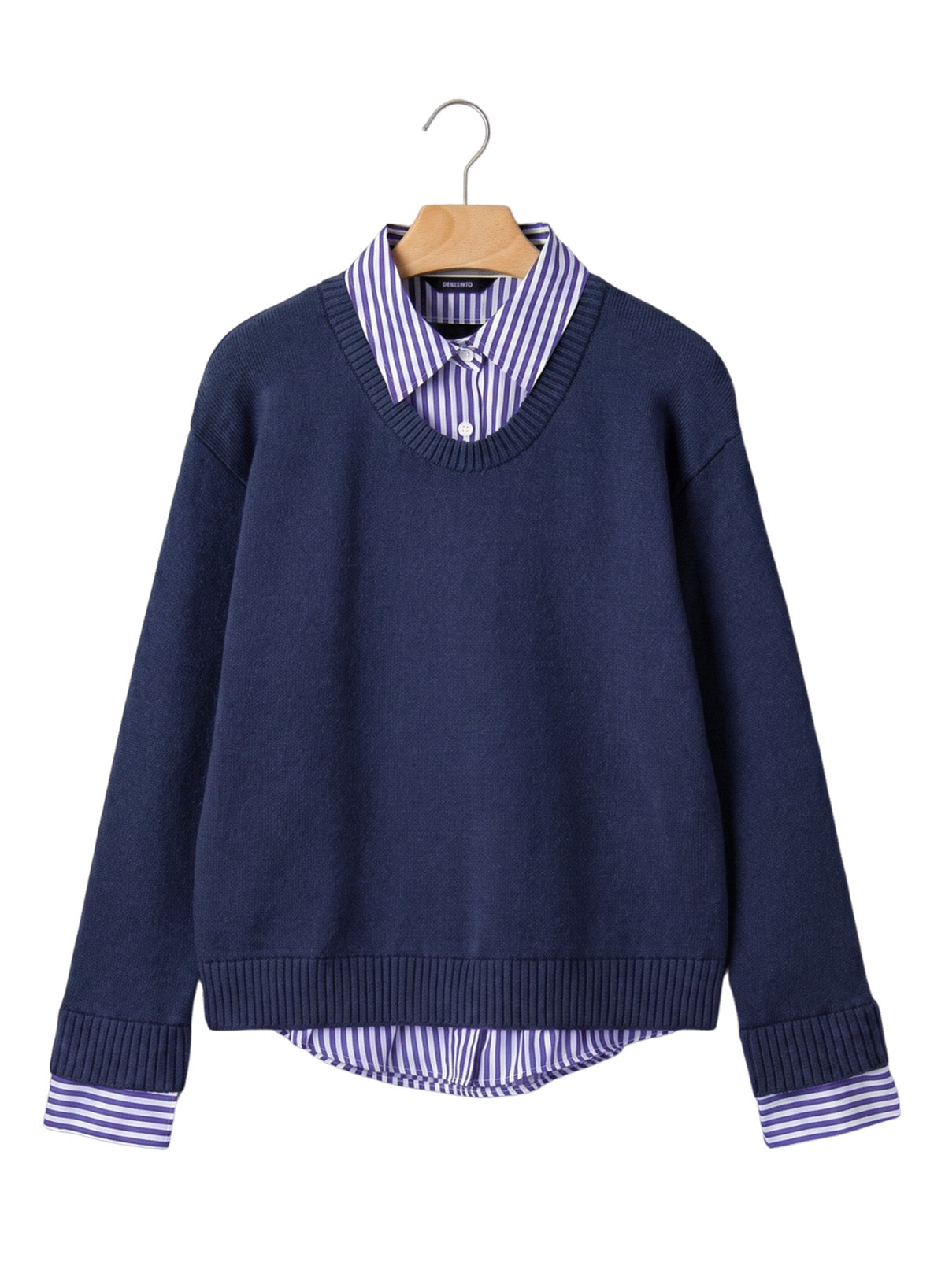 Dokotoo Sweaters for Women Long Sleeve Striped 2 in 1 V Neck Polo Pullover Sweater