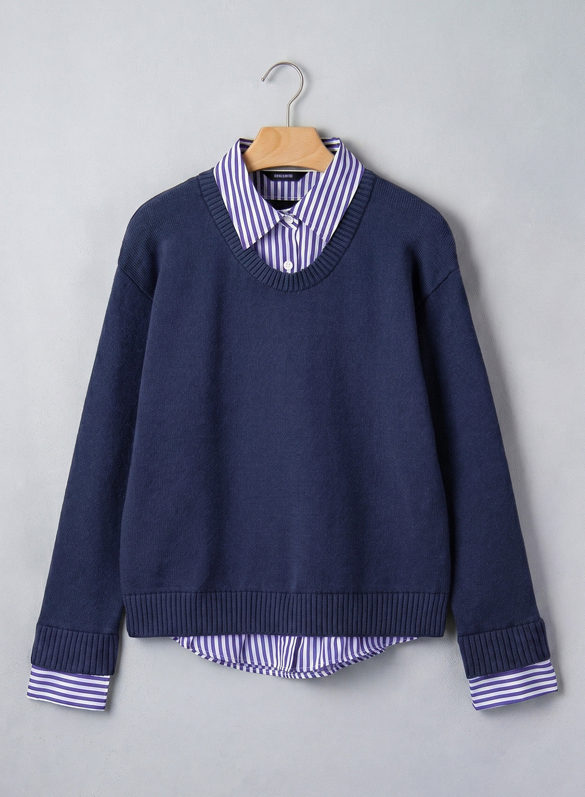 Dokotoo Sweaters for Women Long Sleeve Striped 2 in 1 V Neck Polo Pullover Sweater