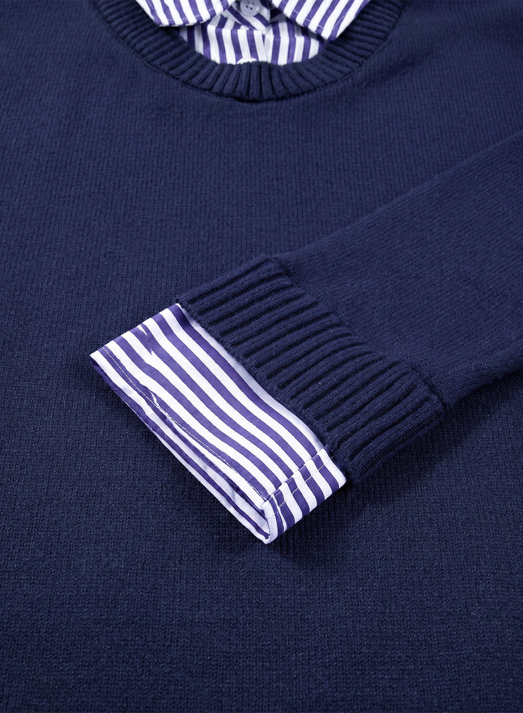 Dokotoo Sweaters for Women Long Sleeve Striped 2 in 1 V Neck Polo Pullover Sweater