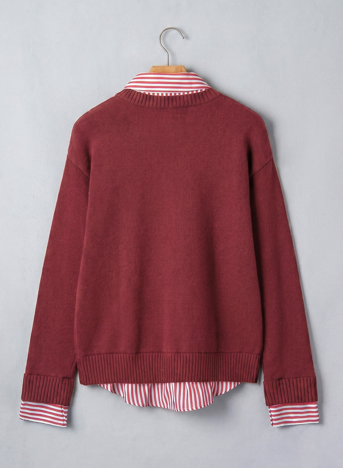 Dokotoo Sweaters for Women Long Sleeve Striped 2 in 1 V Neck Polo Pullover Sweater