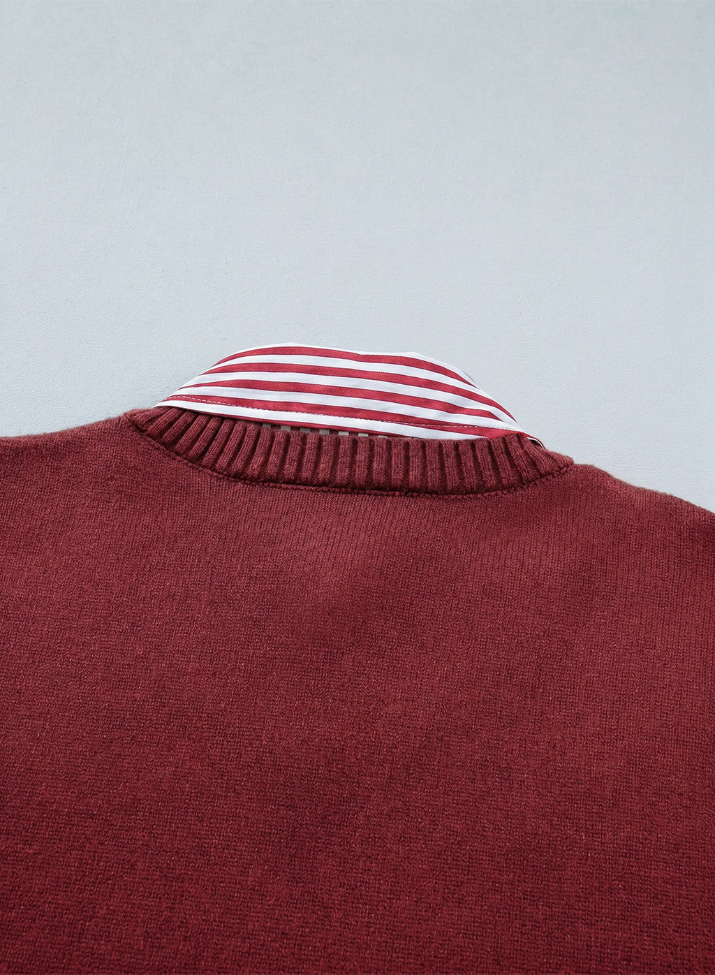 Dokotoo Sweaters for Women Long Sleeve Striped 2 in 1 V Neck Polo Pullover Sweater