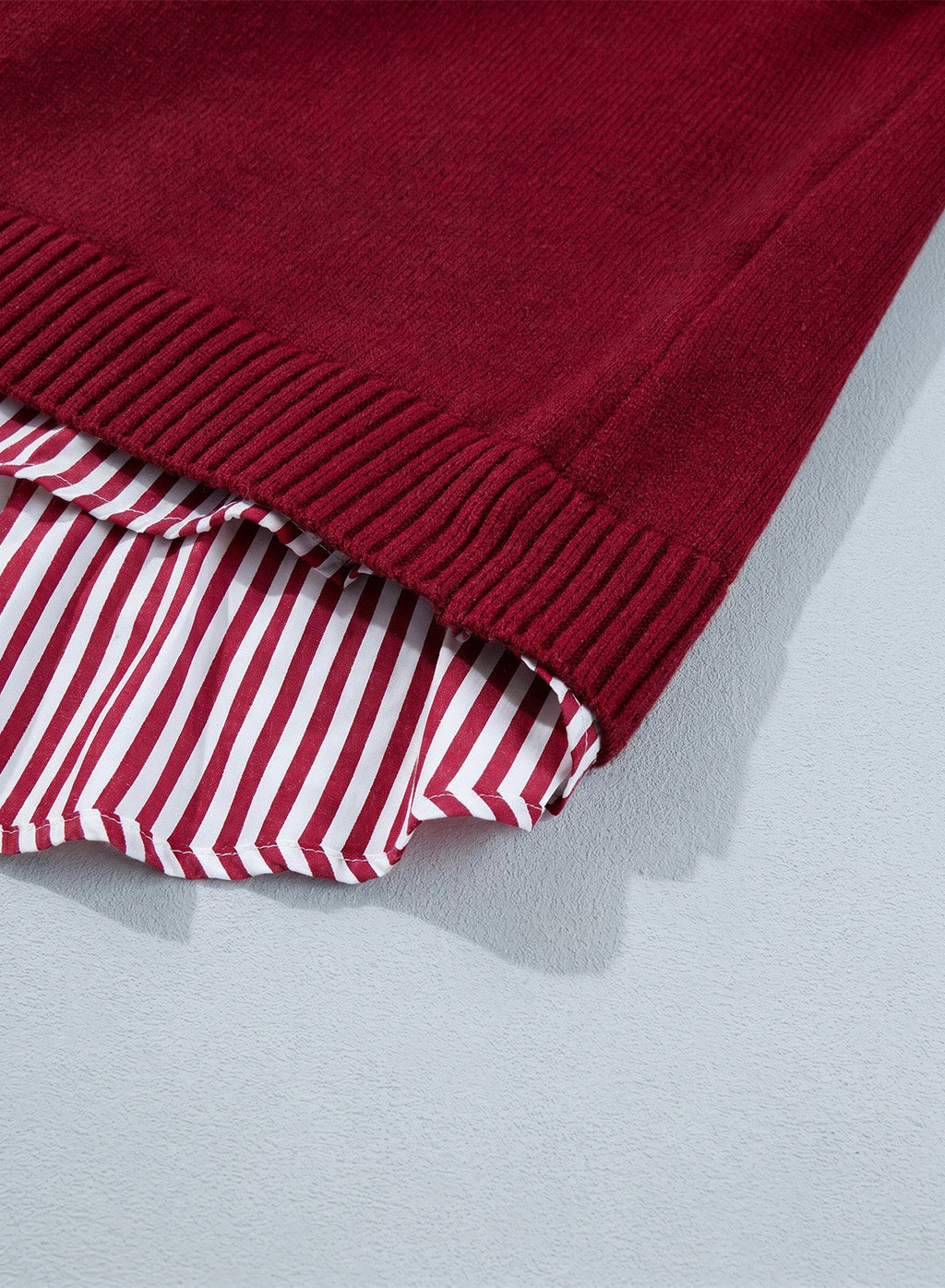 Dokotoo Sweaters for Women Long Sleeve Striped 2 in 1 V Neck Polo Pullover Sweater