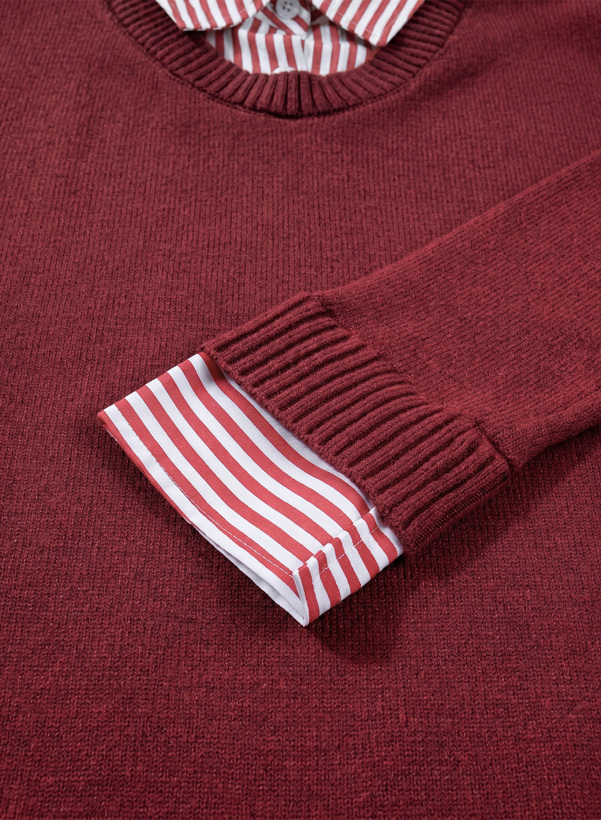 Dokotoo Sweaters for Women Long Sleeve Striped 2 in 1 V Neck Polo Pullover Sweater