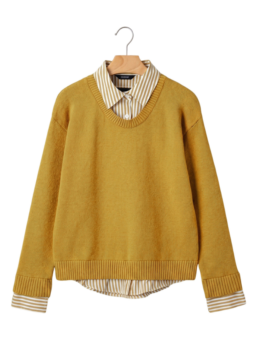 Dokotoo Sweaters for Women Long Sleeve Striped 2 in 1 V Neck Polo Pullover Sweater