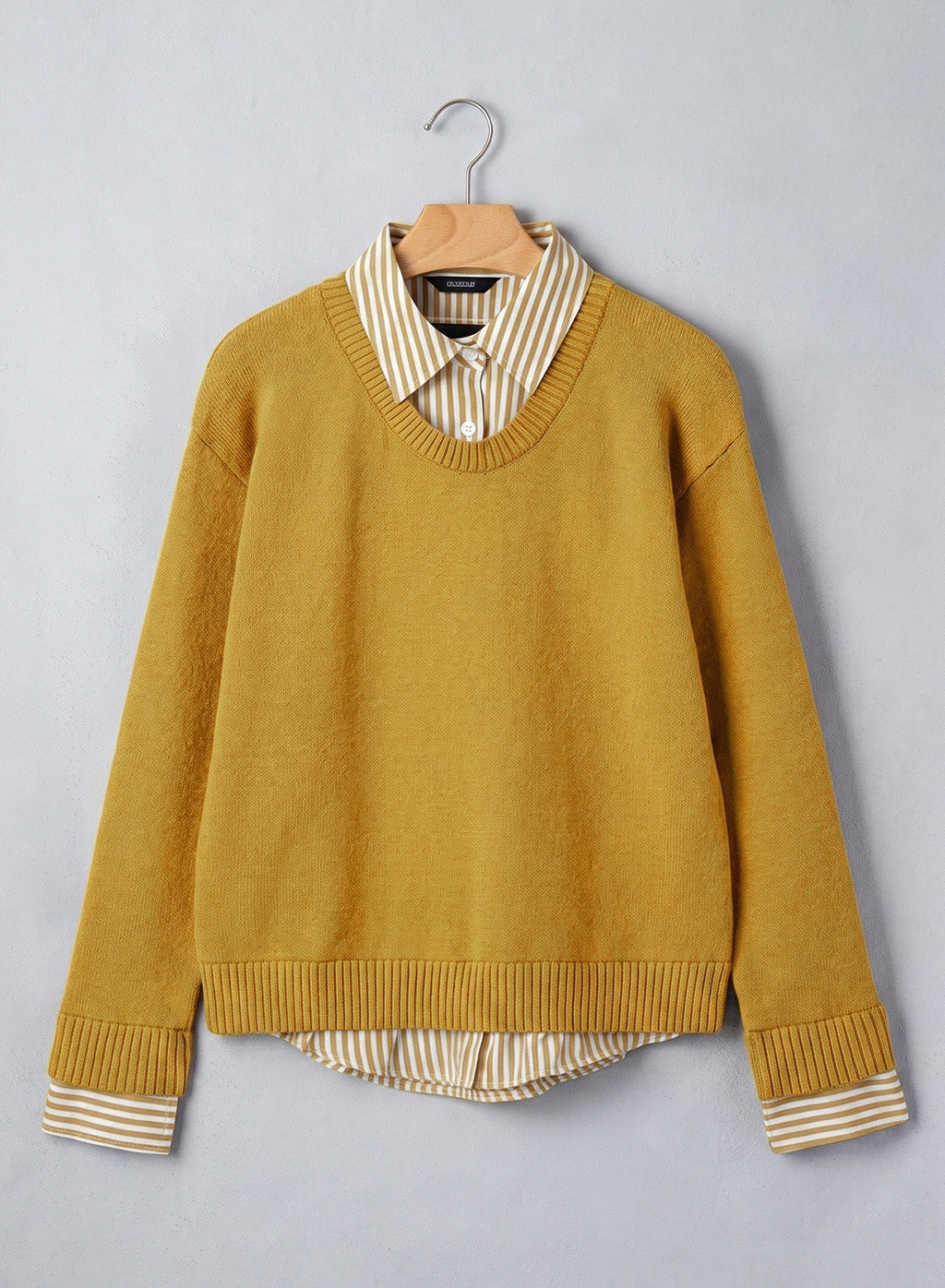 Dokotoo Sweaters for Women Long Sleeve Striped 2 in 1 V Neck Polo Pullover Sweater