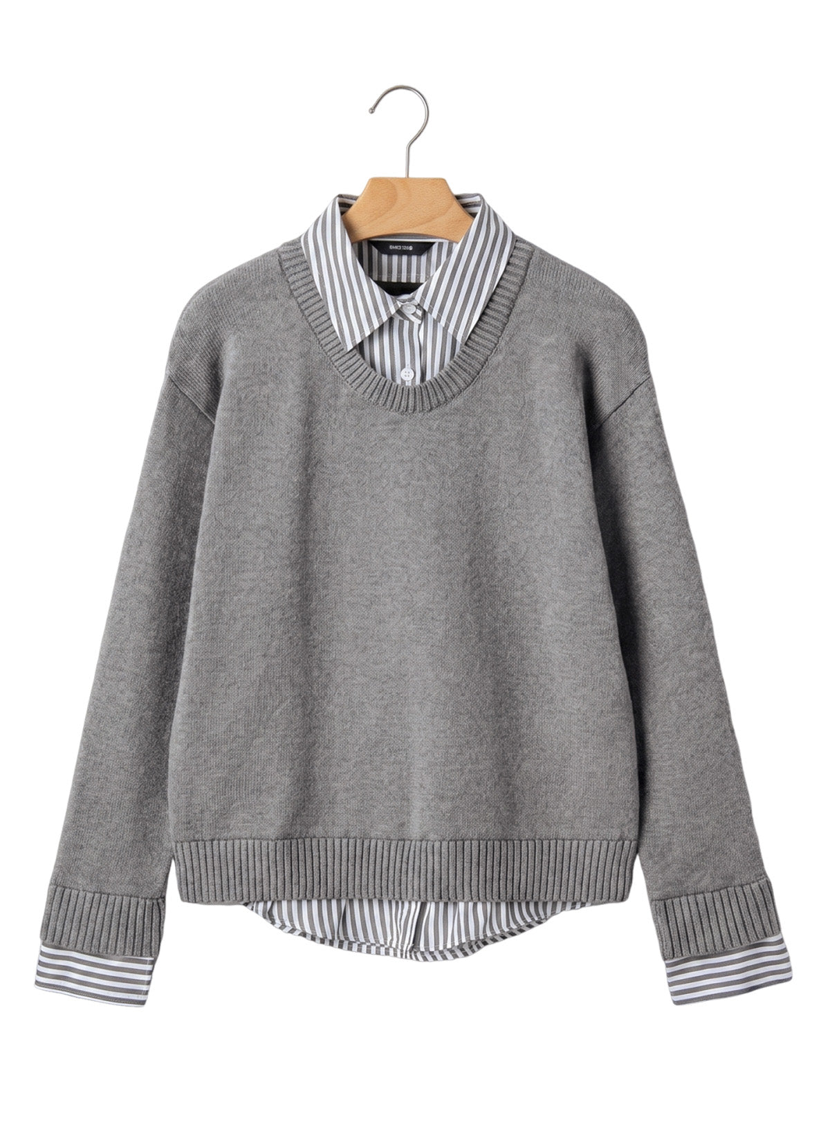 Dokotoo Sweaters for Women Long Sleeve Striped 2 in 1 V Neck Polo Pullover Sweater