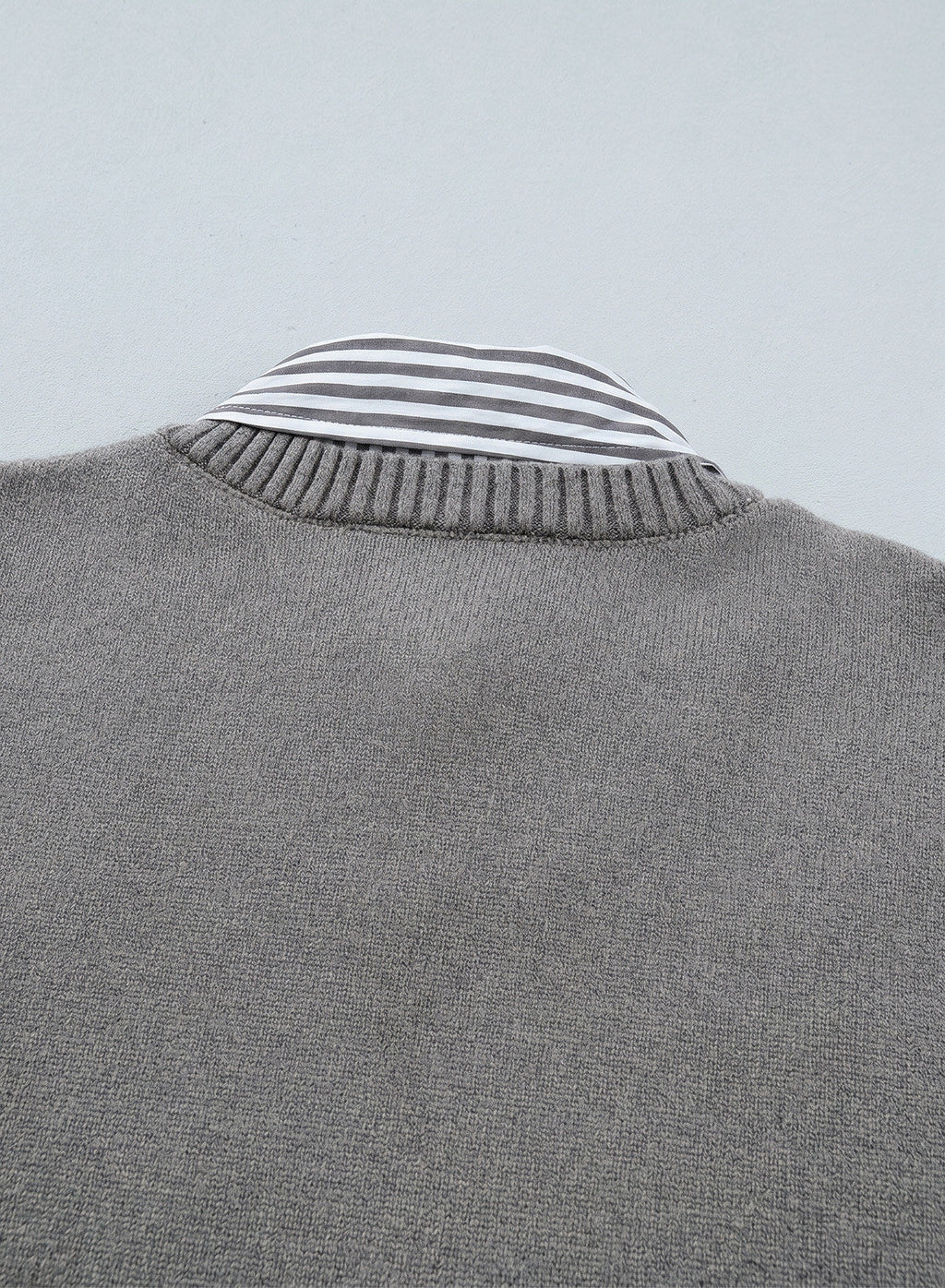 Dokotoo Sweaters for Women Long Sleeve Striped 2 in 1 V Neck Polo Pullover Sweater