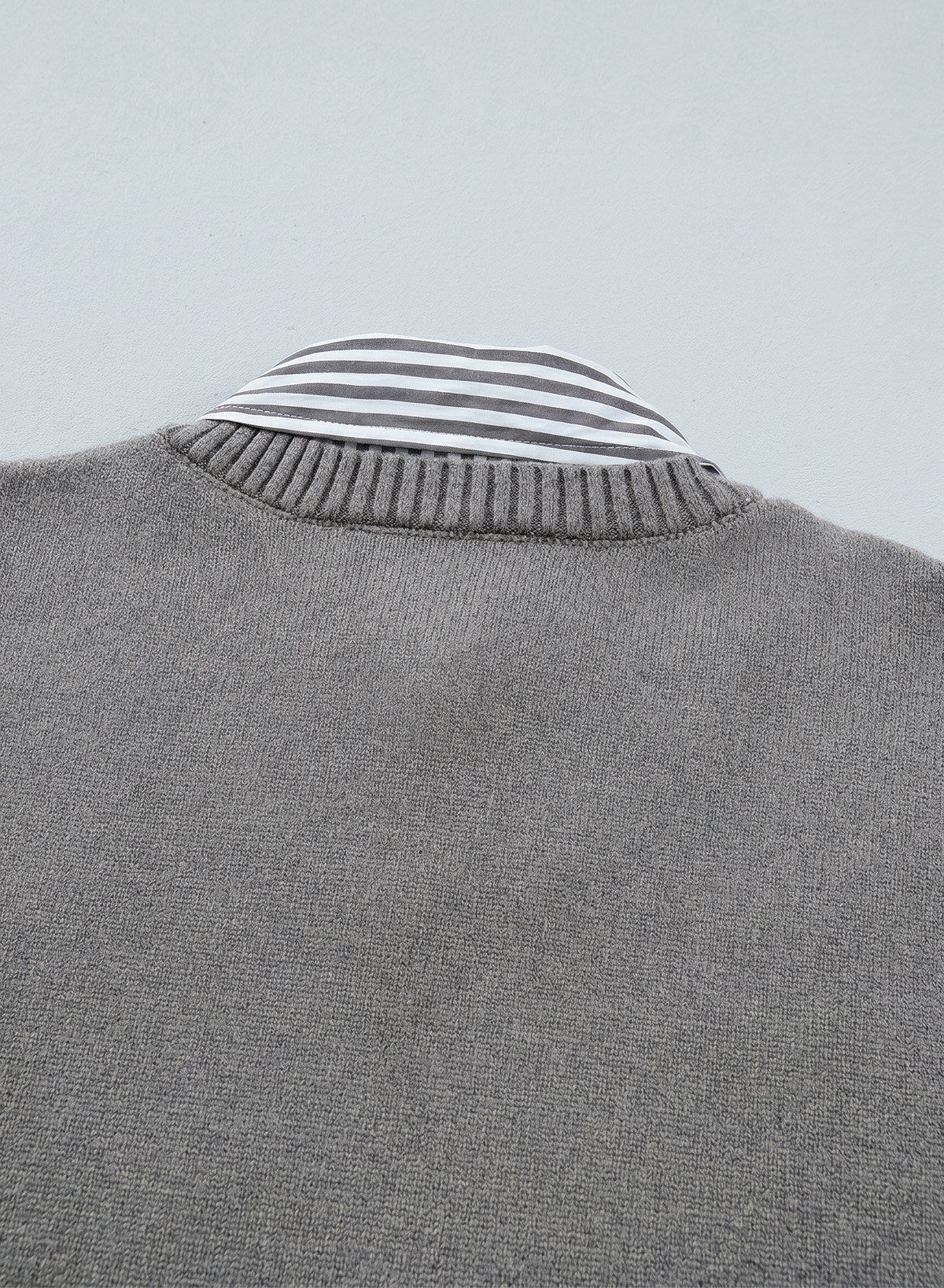 Dokotoo Sweaters for Women Long Sleeve Striped 2 in 1 V Neck Polo Pullover Sweater