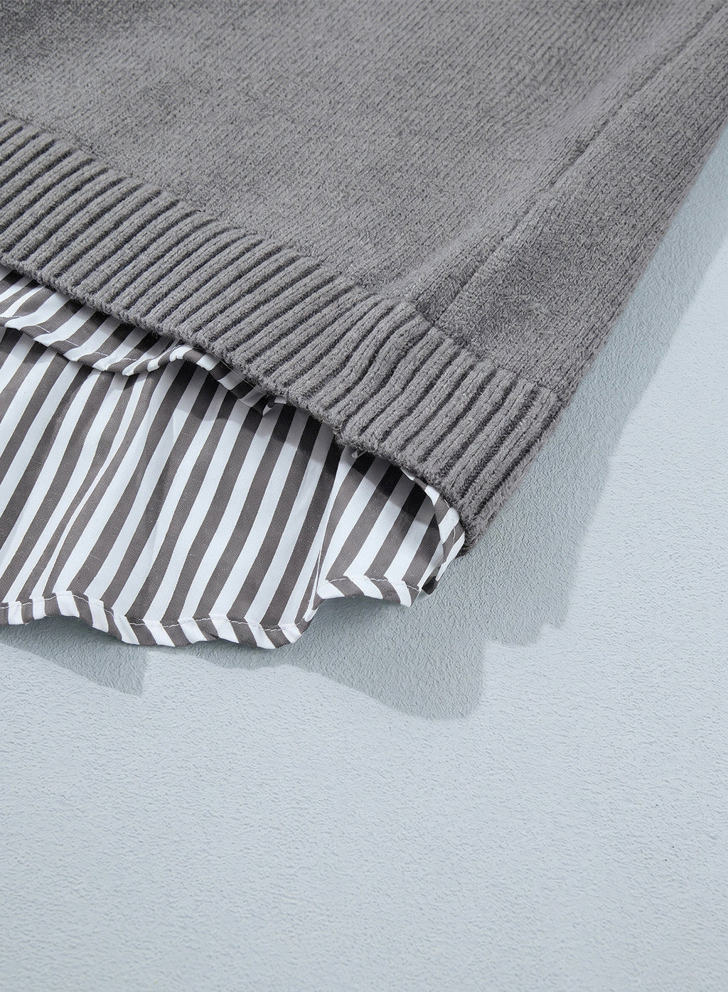 Dokotoo Sweaters for Women Long Sleeve Striped 2 in 1 V Neck Polo Pullover Sweater